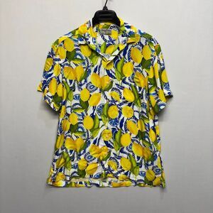 Kenny Flowers Men Hawaiian Button Shirt Size Large Lemons Organic Rayon D069 -29